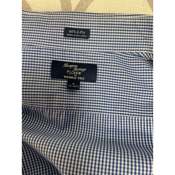 J.Crew Thompson Shirt Blue & White Gingham Wrinkle-Free Button-Up Long Sleeve Co - Picture 4 of 4
